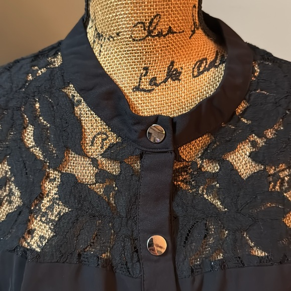 Yoins Elegant Black Lace Button-Up Dress. Size 1XL. - Picture 2 of 14